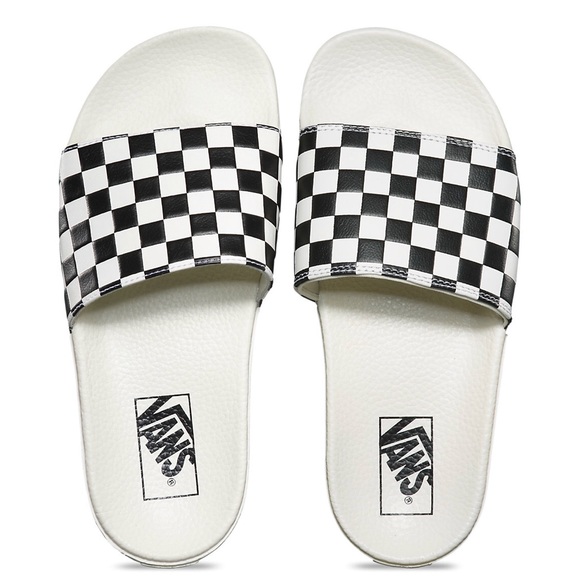vans checkered slides womens